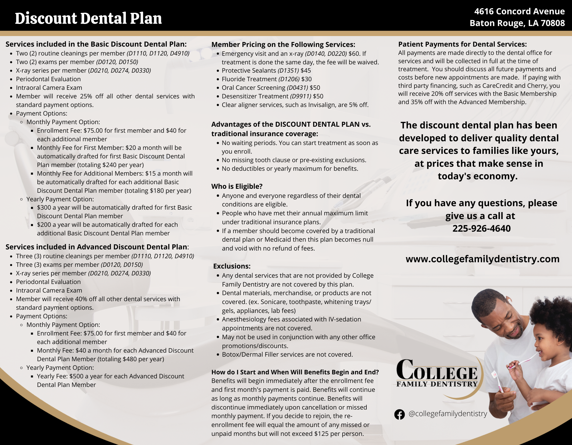Finances Insurance | College Family Dentistry Baton Rouge, LA