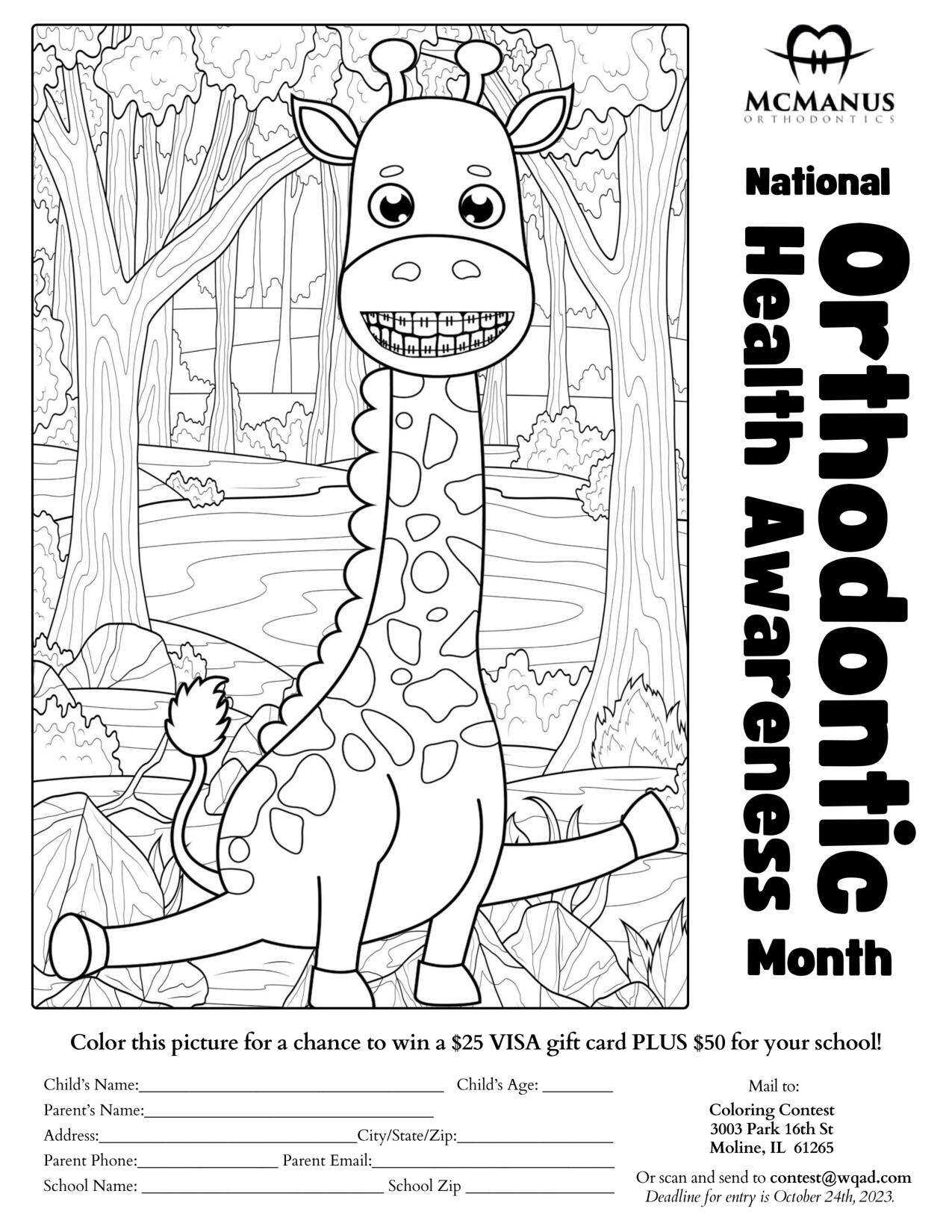 Coloring contest mcmanus orthodontics rock island il