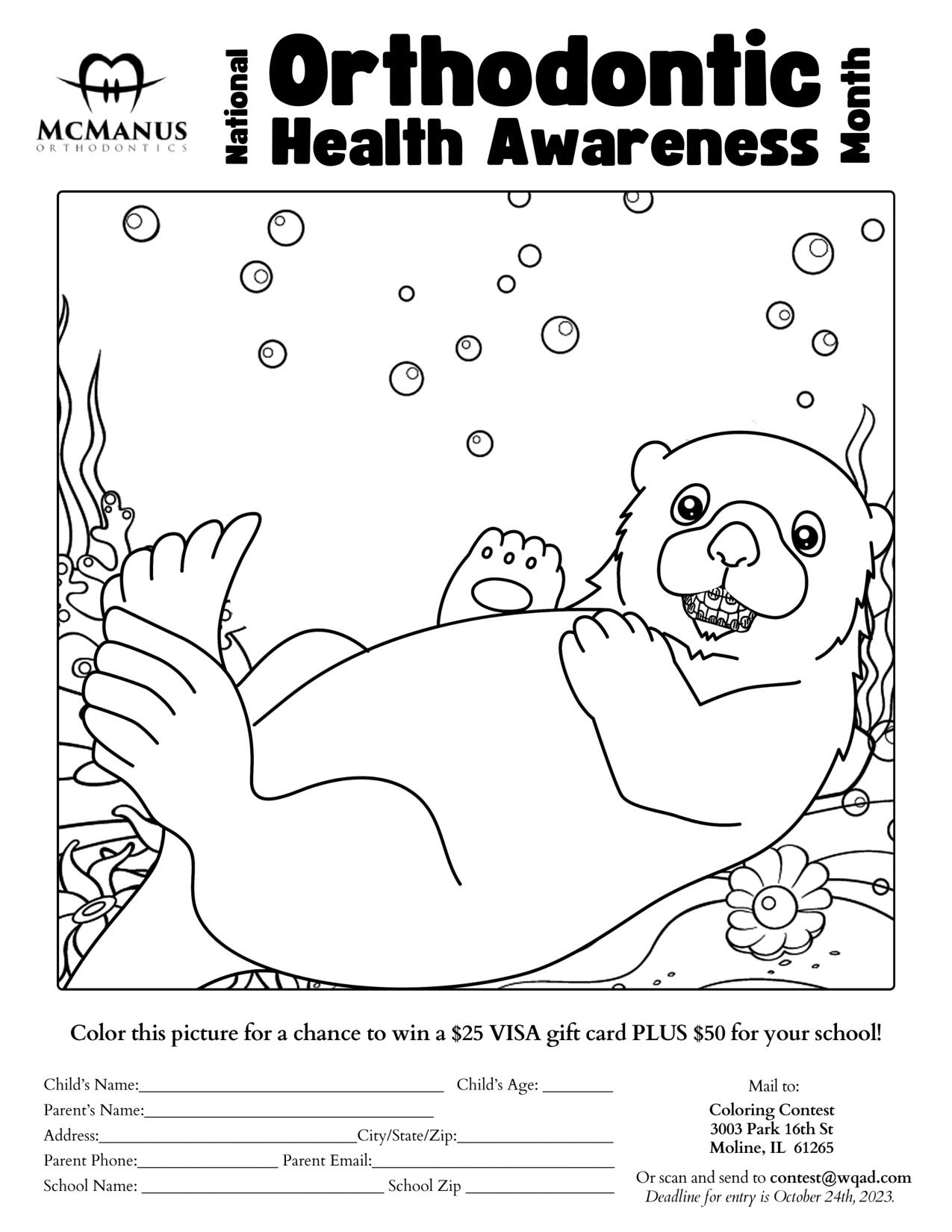 Coloring contest mcmanus orthodontics rock island il